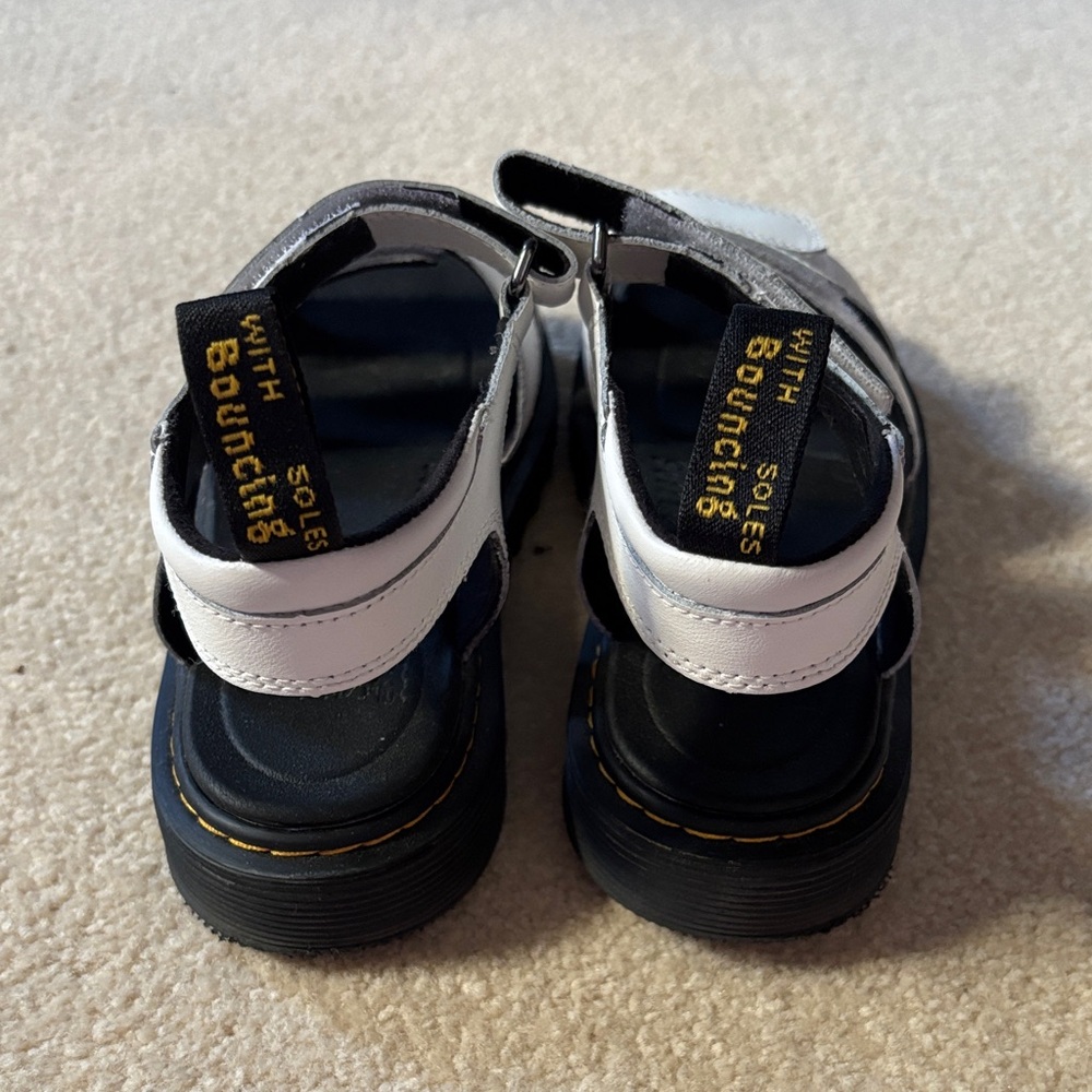 Dr. Martens White and Black Strappy Kids Sandals - Picture 3 of 9